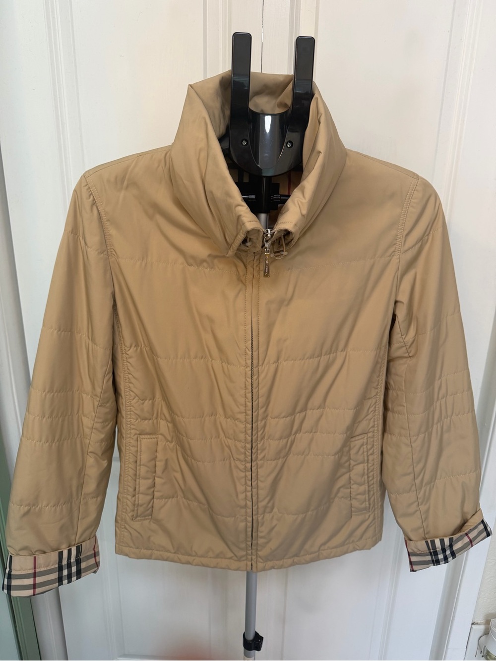 Burberry Beige Quilted Puffer Jacket with Branded Zip Pull